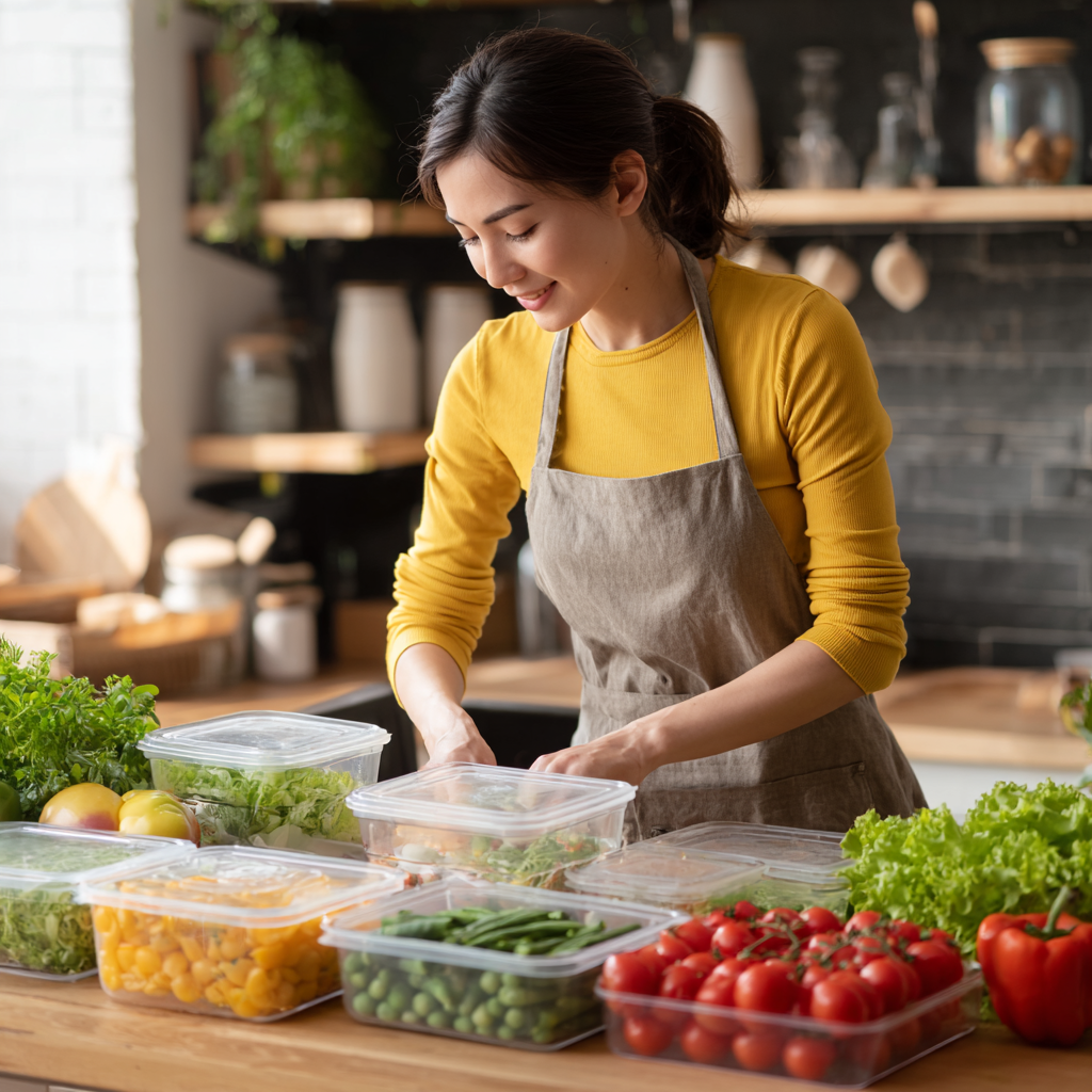Yashil bog'da tabiiy muhitda sog'lom salat tayyorlab, kulayotgan yosh o'zbek erkak